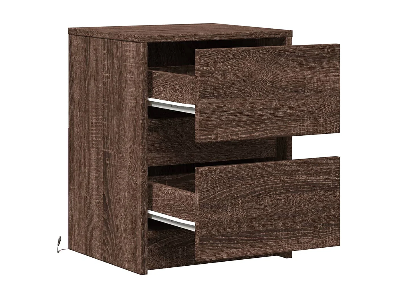 Armoire de chevet et lumières LED chêne marron bois ingénierie