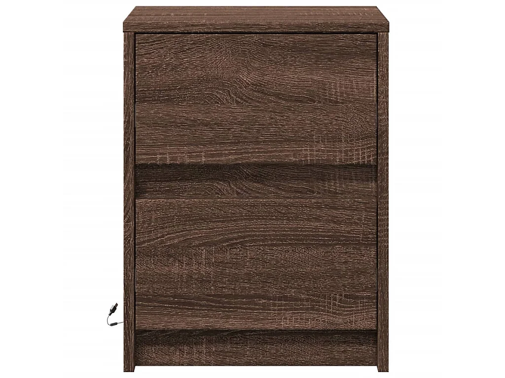 Comodino con Luci LED Rovere Marrone in Legno Multistrato