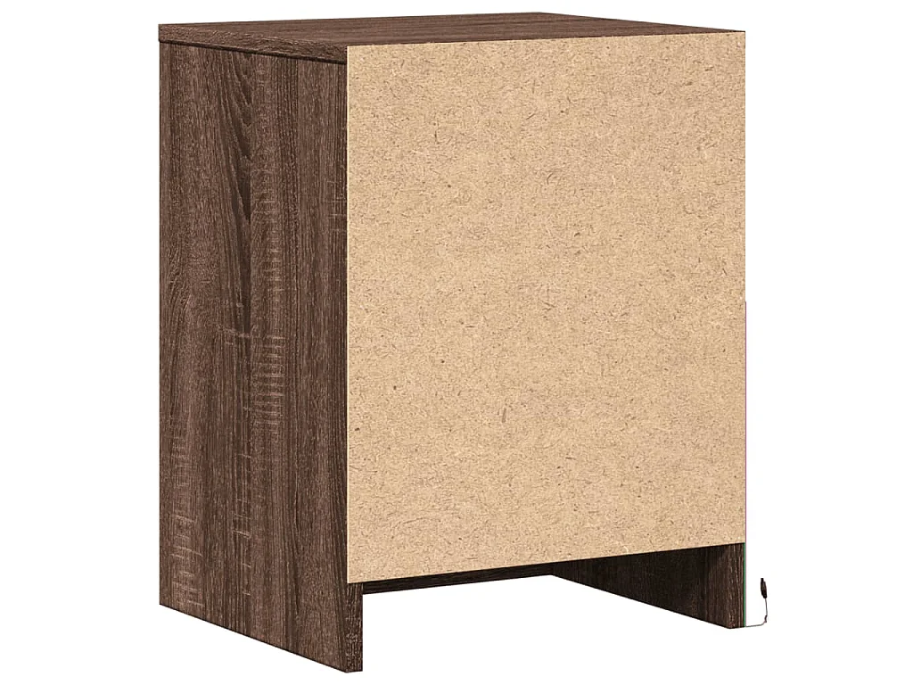 Comodino con Luci LED Rovere Marrone in Legno Multistrato