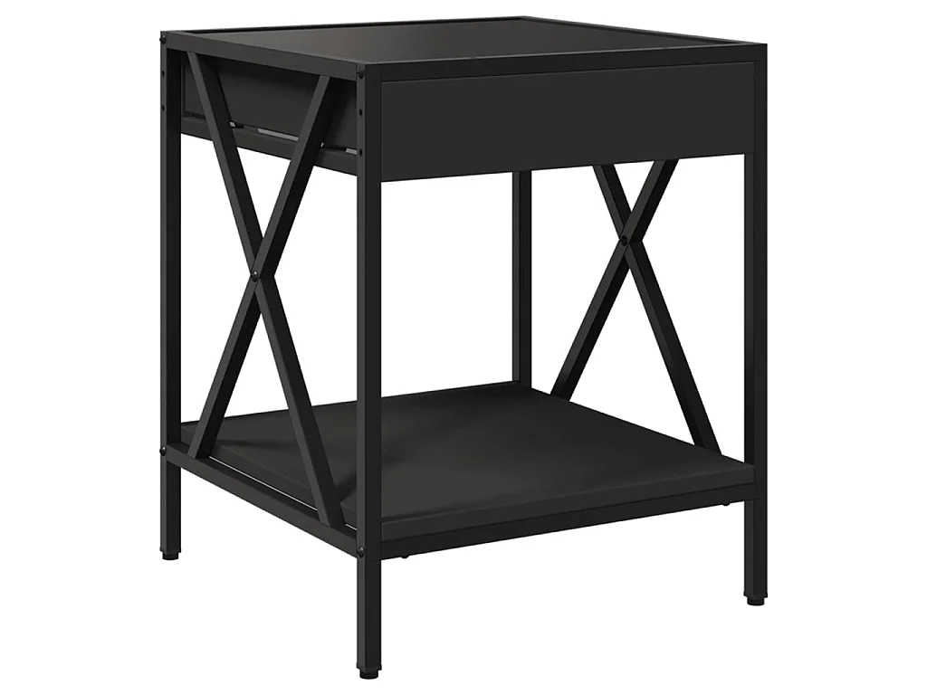 Comodino con LED Infinity Nero 40x40x49 cm