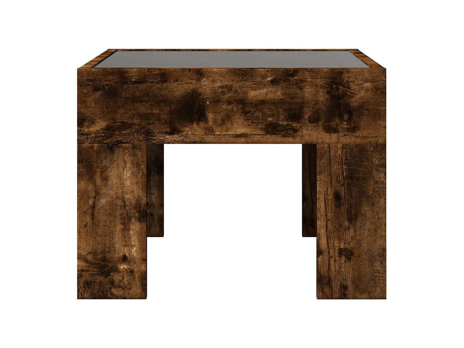 Table de chevet avec LED infini chêne fumé 40x40x30 cm