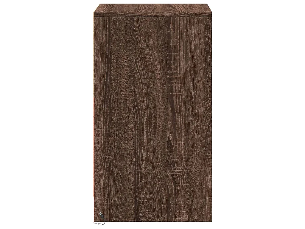 Comodino con Luci LED Rovere Marrone in Legno Multistrato