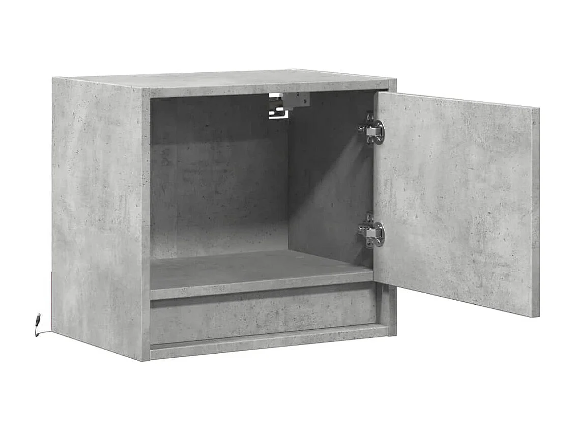 Tables de chevet murales avec lumières LED 2 pcs gris béton