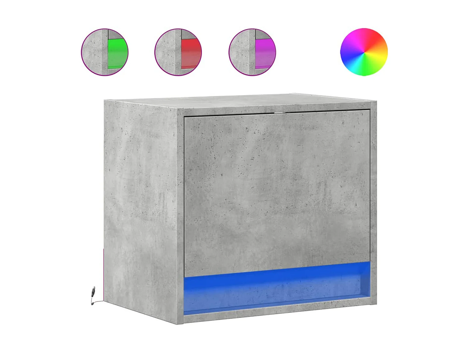 Nachtkastjes met LED's 2 st wandgemonteerd betongrijs