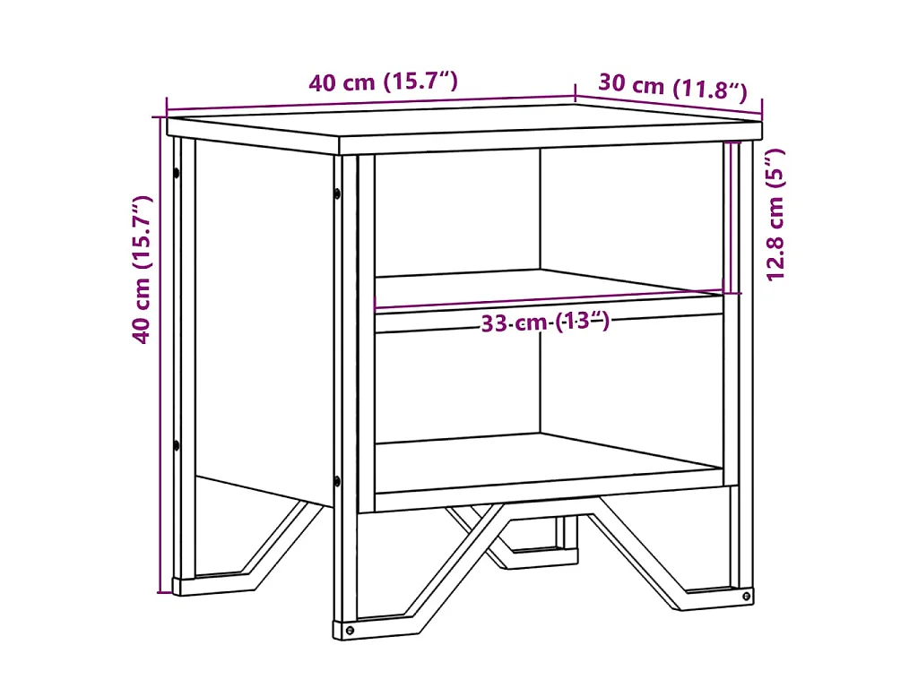 Tables de chevet 2 pcs noir 40x30x40 cm bois d'ingénierie