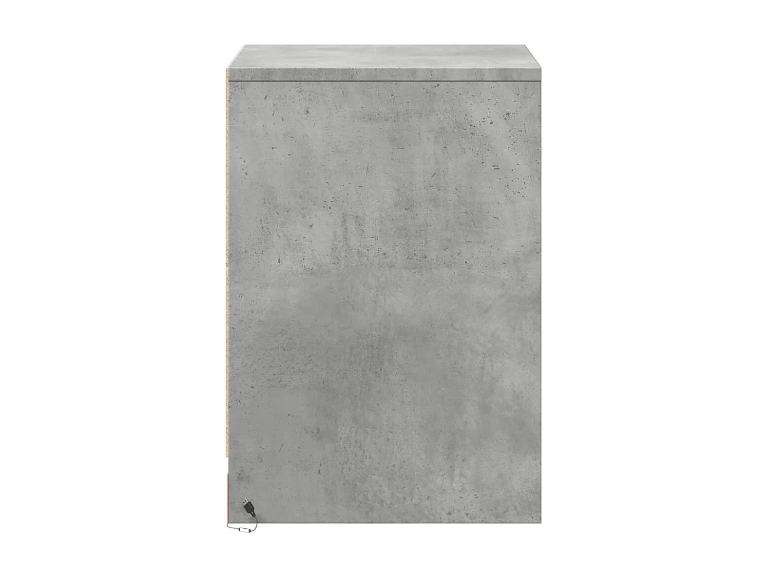 Armoire de chevet et lumières LED gris béton bois d'ingénierie