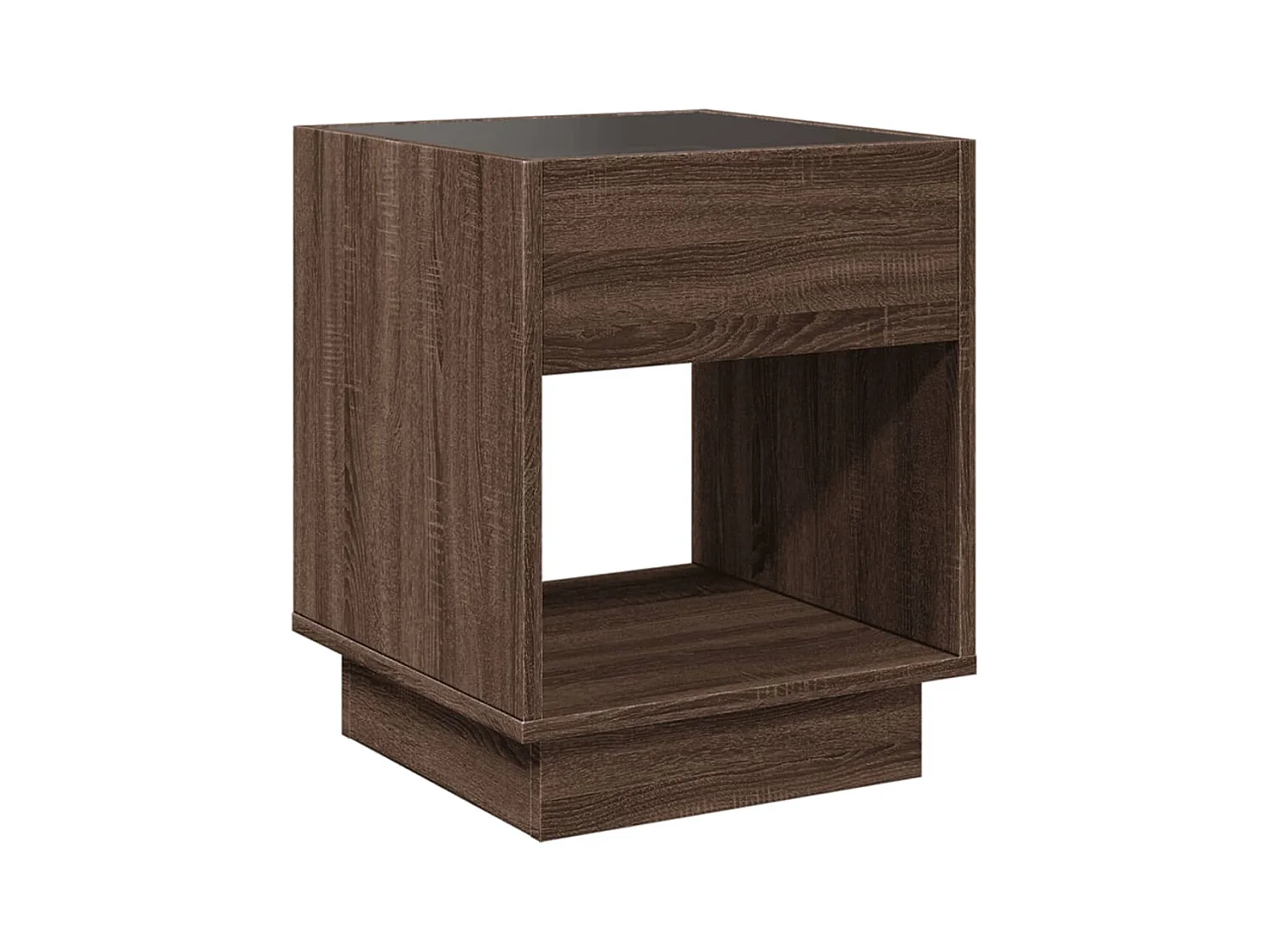 Table de chevet avec LED infini chêne marron 40x40x50 cm