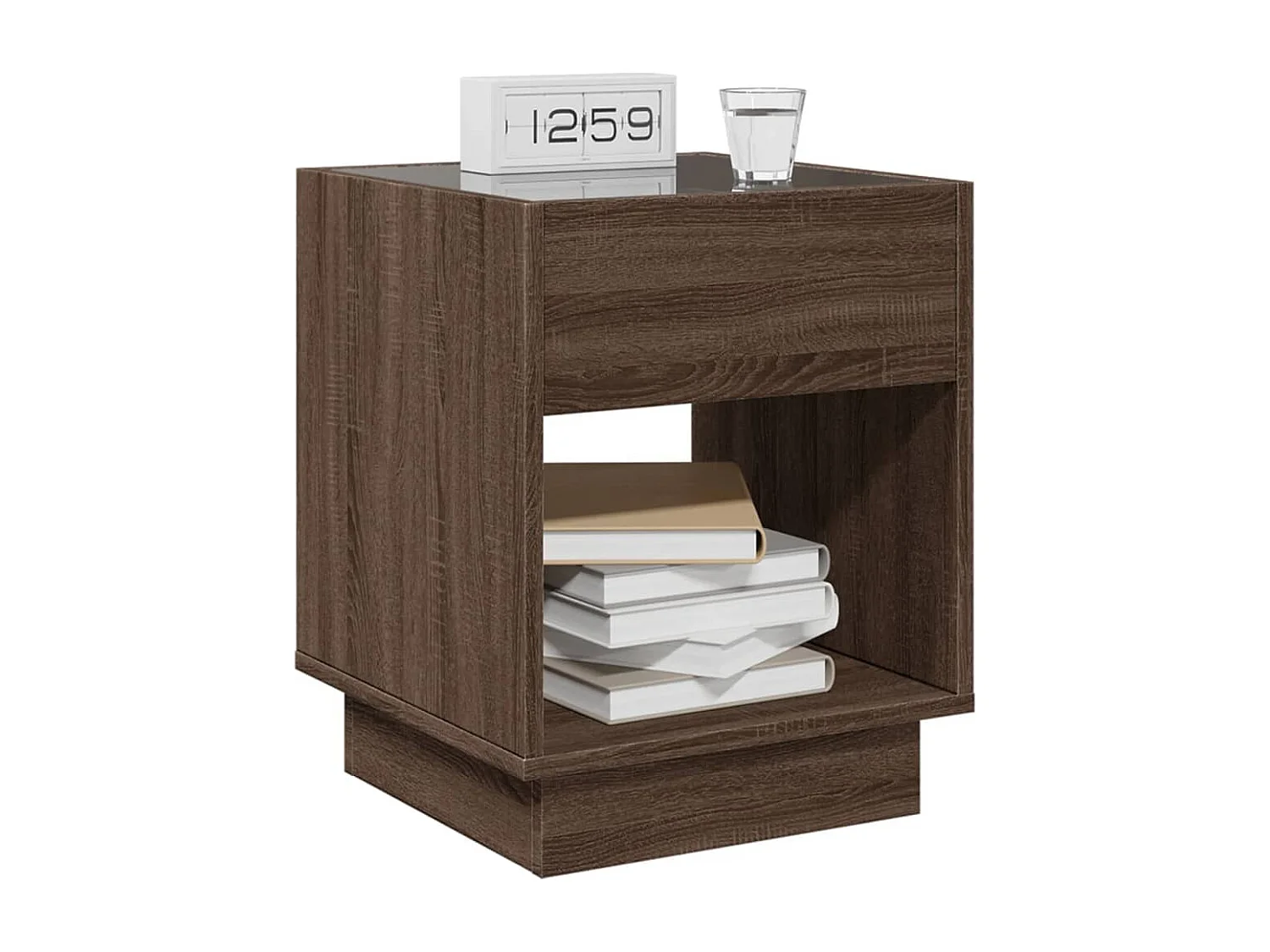 Nachttisch mit Infinity-LED Braun Eichen-Optik 40x40x50 cm