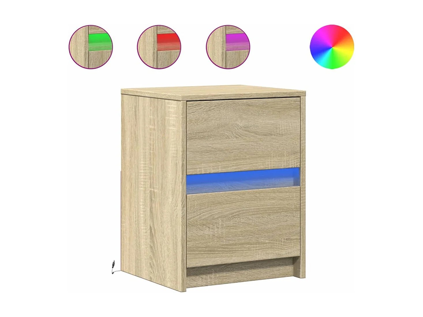 Nachttisch mit LED-Leuchten Sonoma Eiche Holzwerkstoff
