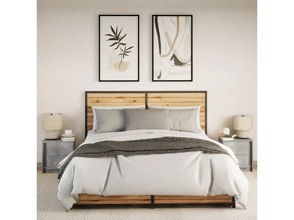 Nachtkastjes met LED-verlichting 2 st bewerkt hout betongrijs