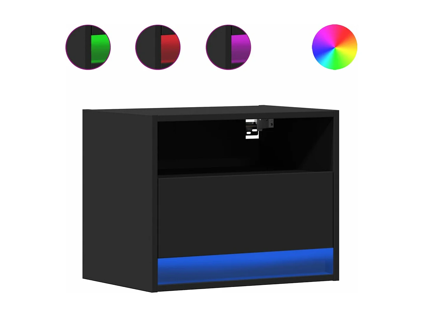 Wand-Nachttisch mit LED-Leuchten Schwarz