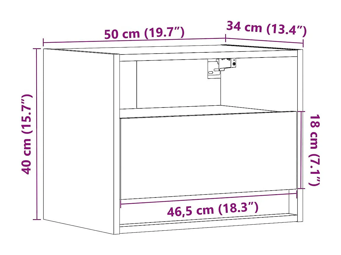 Wand-Nachttisch mit LED-Leuchten Schwarz