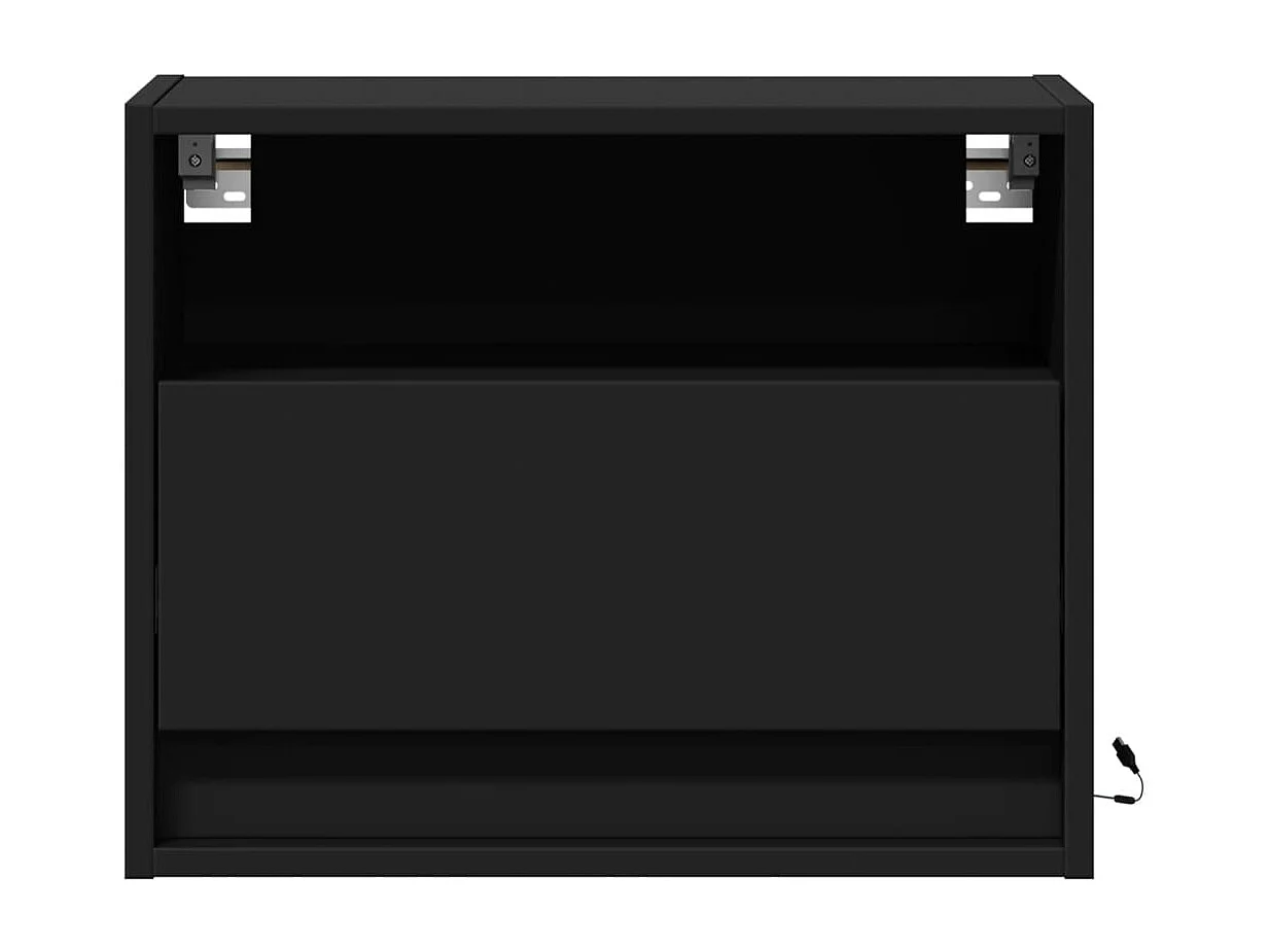 Wand-Nachttisch mit LED-Leuchten Schwarz