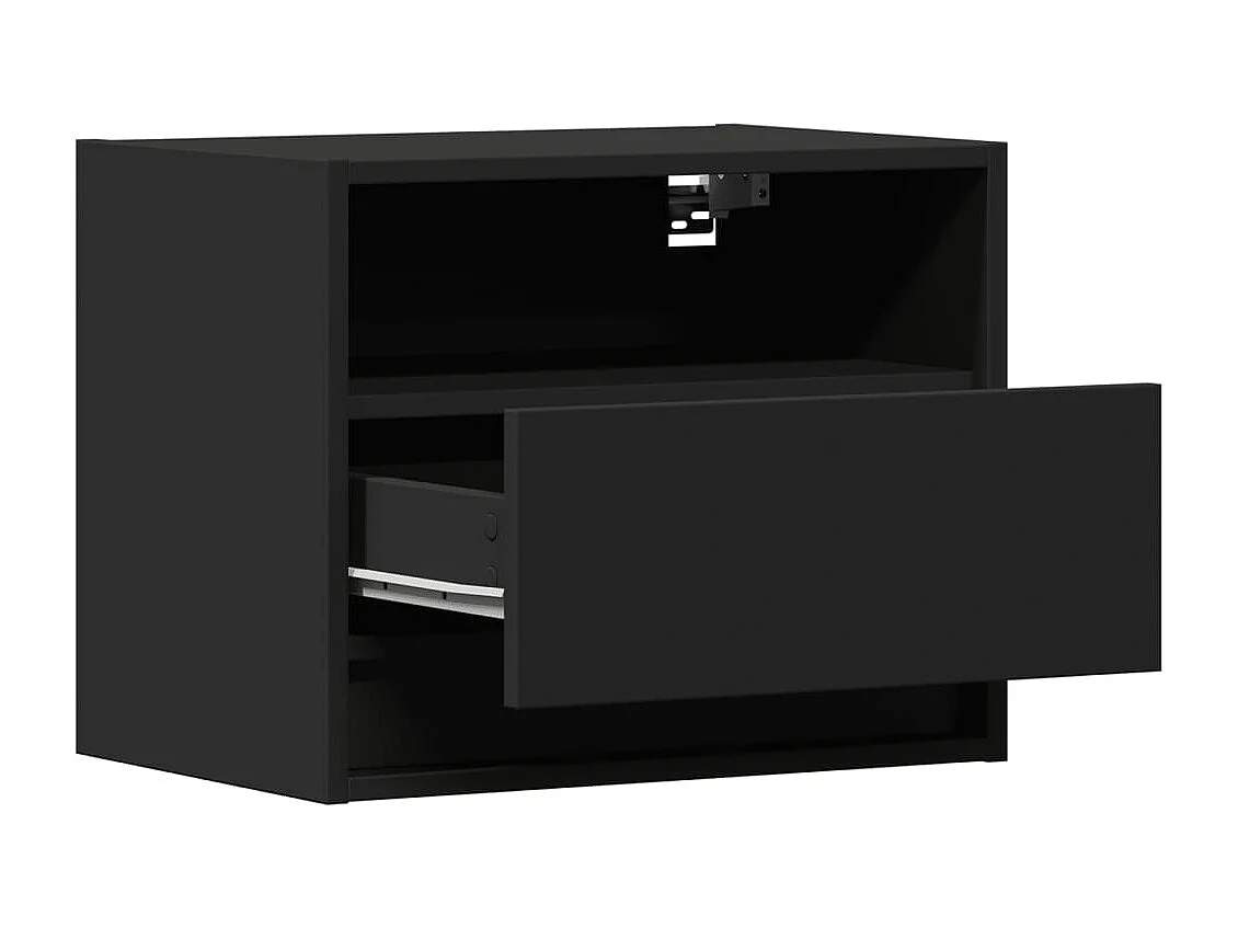 Wand-Nachttisch mit LED-Leuchten Schwarz