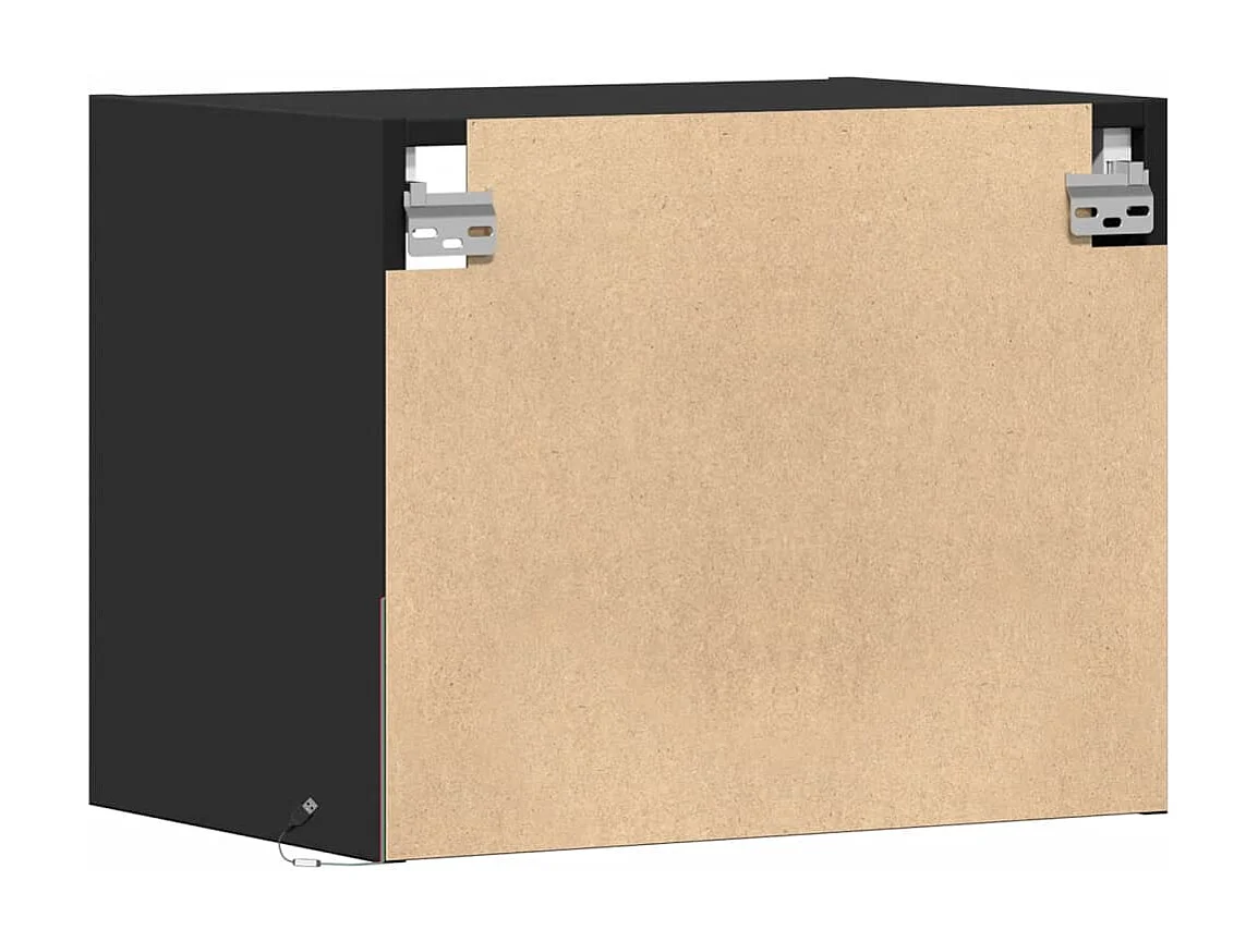 Wand-Nachttisch mit LED-Leuchten Schwarz