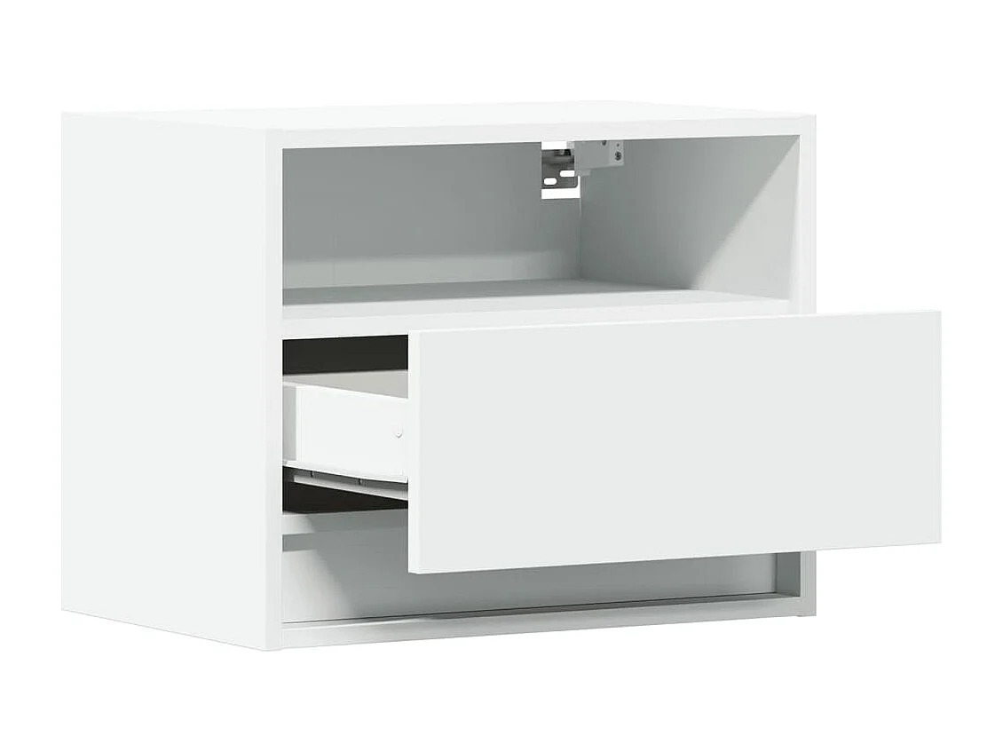 Tables de chevet murales avec lumières LED 2 pcs blanc