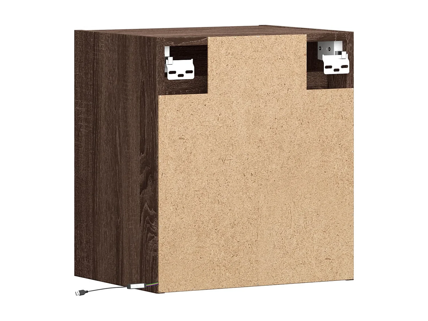 Tables de chevet murales avec lumières LED 2 pcs chêne marron