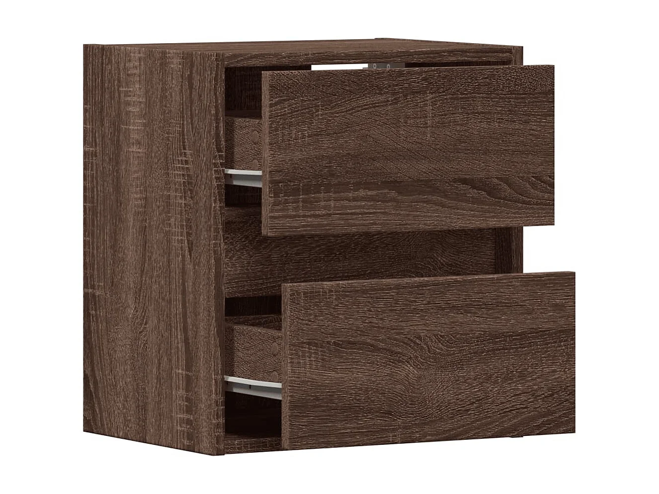 Tables de chevet murales avec lumières LED 2 pcs chêne marron