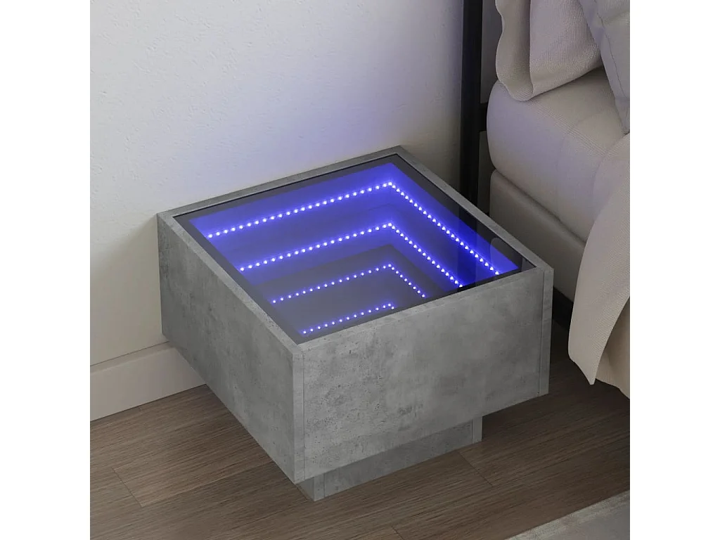 Nachttisch mit Infinity-LED Betongrau 40x40x30 cm