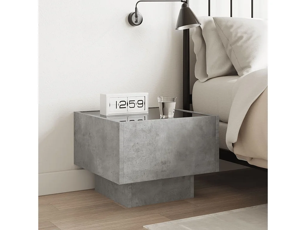 Nachtkastje met Infinity LED 40x40x30 cm betongrijs