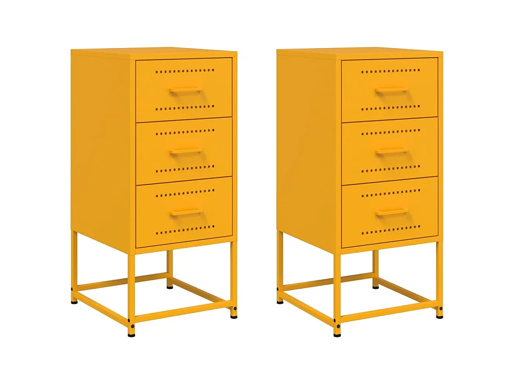 Nachttische 2 Stk. Senfgelb 36x39x78 cm Stahl