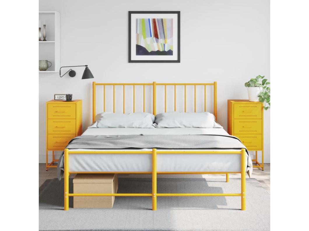 Tables de chevet 2 pcs jaune moutarde 36x39x78 cm acier
