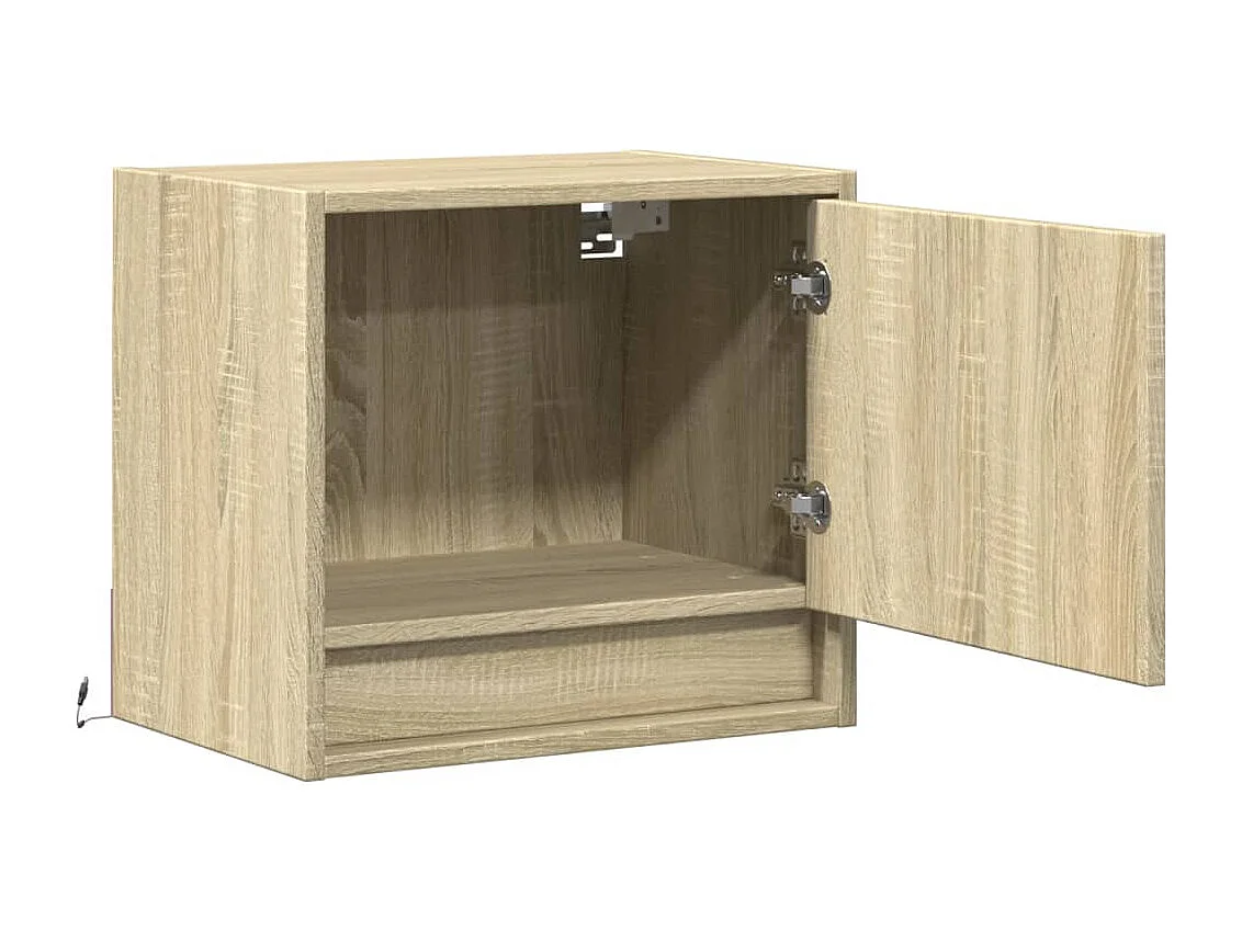 Tables de chevet murales avec lumières LED 2 pcs chêne sonoma