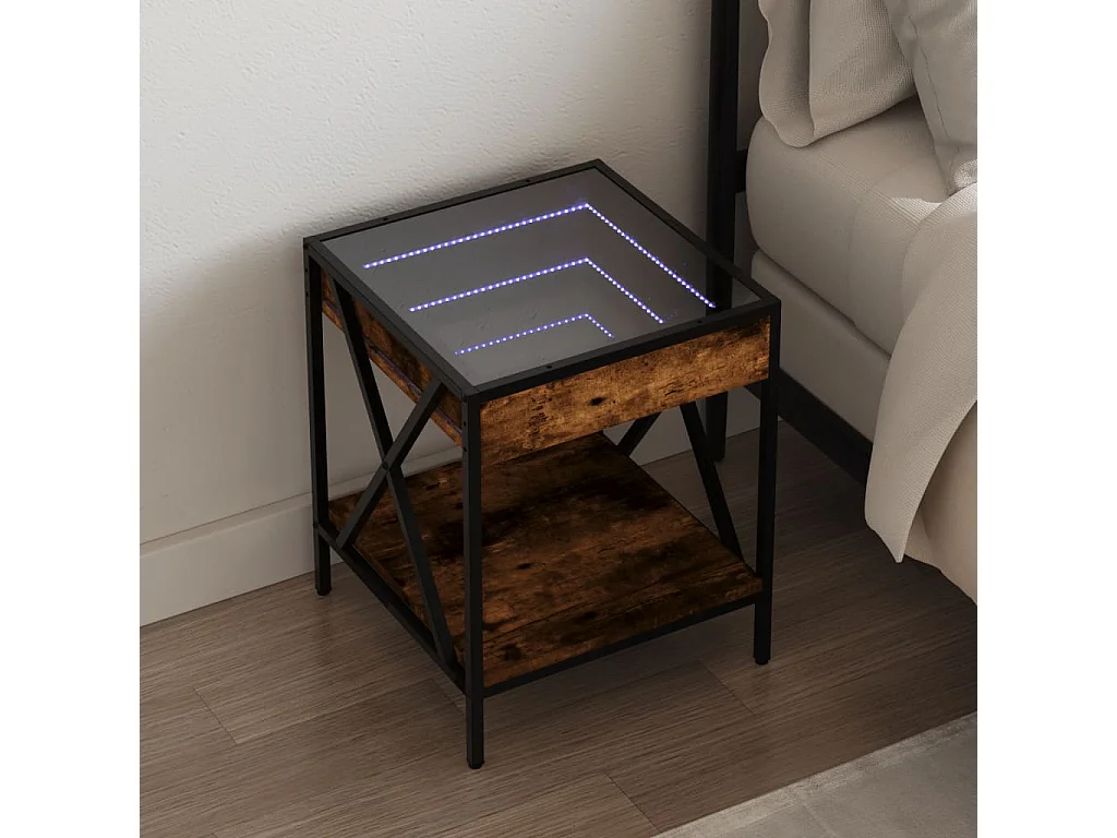 Nachttisch mit Infinity-LED Räuchereiche 40x40x49 cm