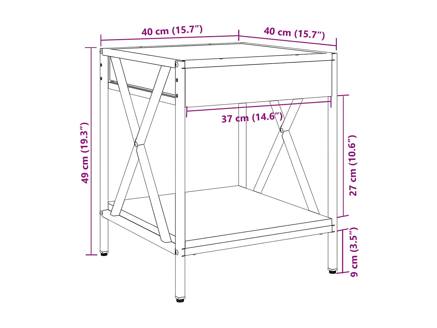 Nachttisch mit Infinity-LED Räuchereiche 40x40x49 cm
