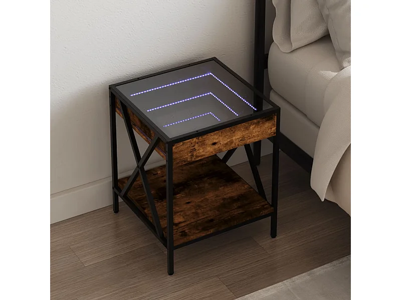 Nachttisch mit Infinity-LED Räuchereiche 40x40x49 cm