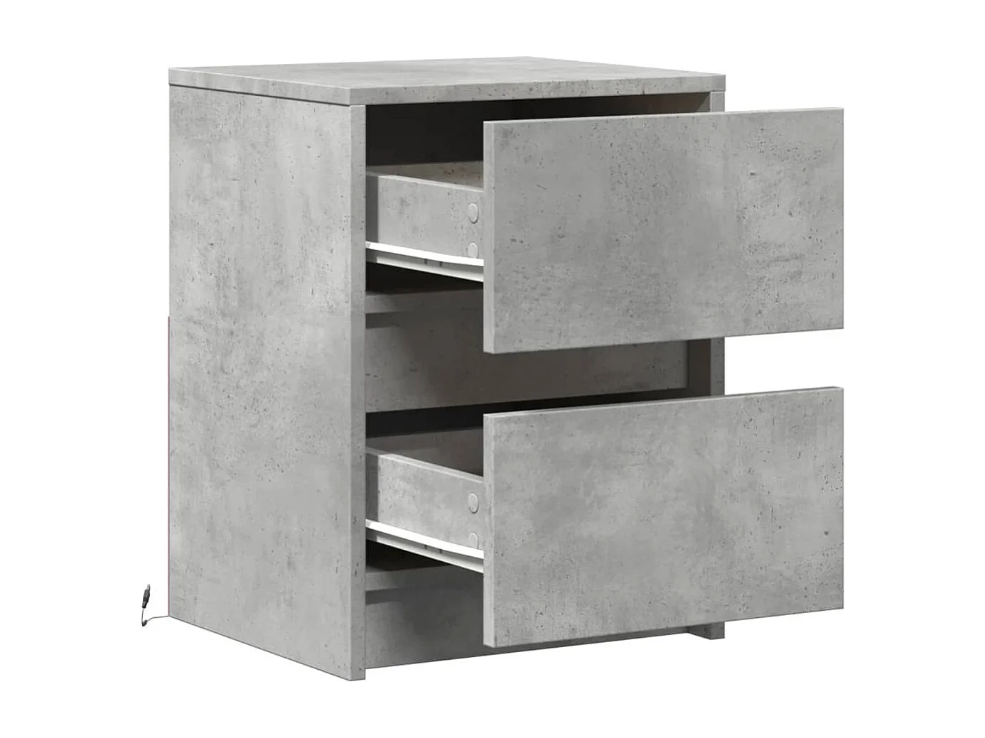 Mesas cabeceira c/ LEDs 2 pcs derivados madeira cinza cimento