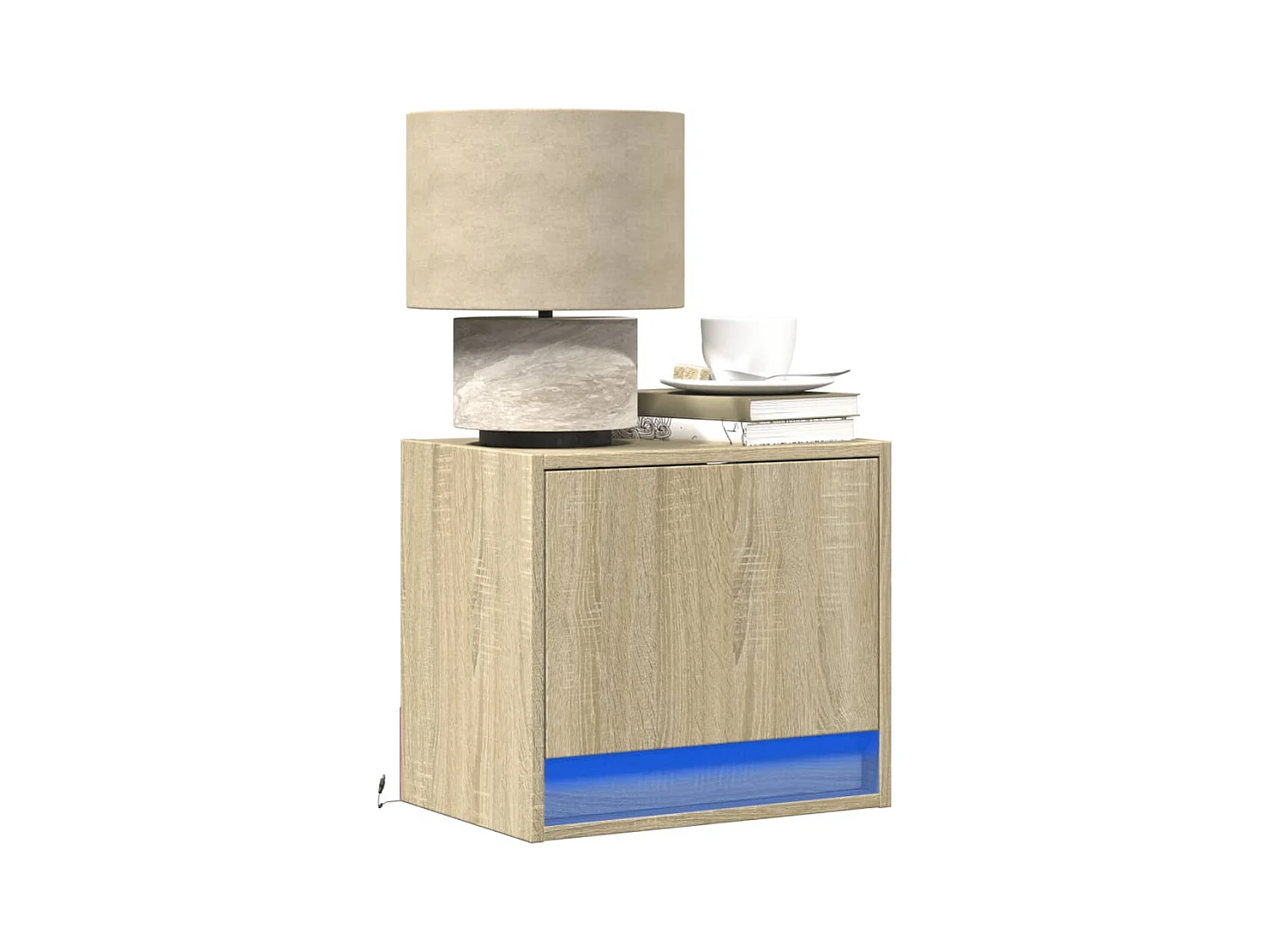 Table de chevet murale avec lumières LED chêne sonoma