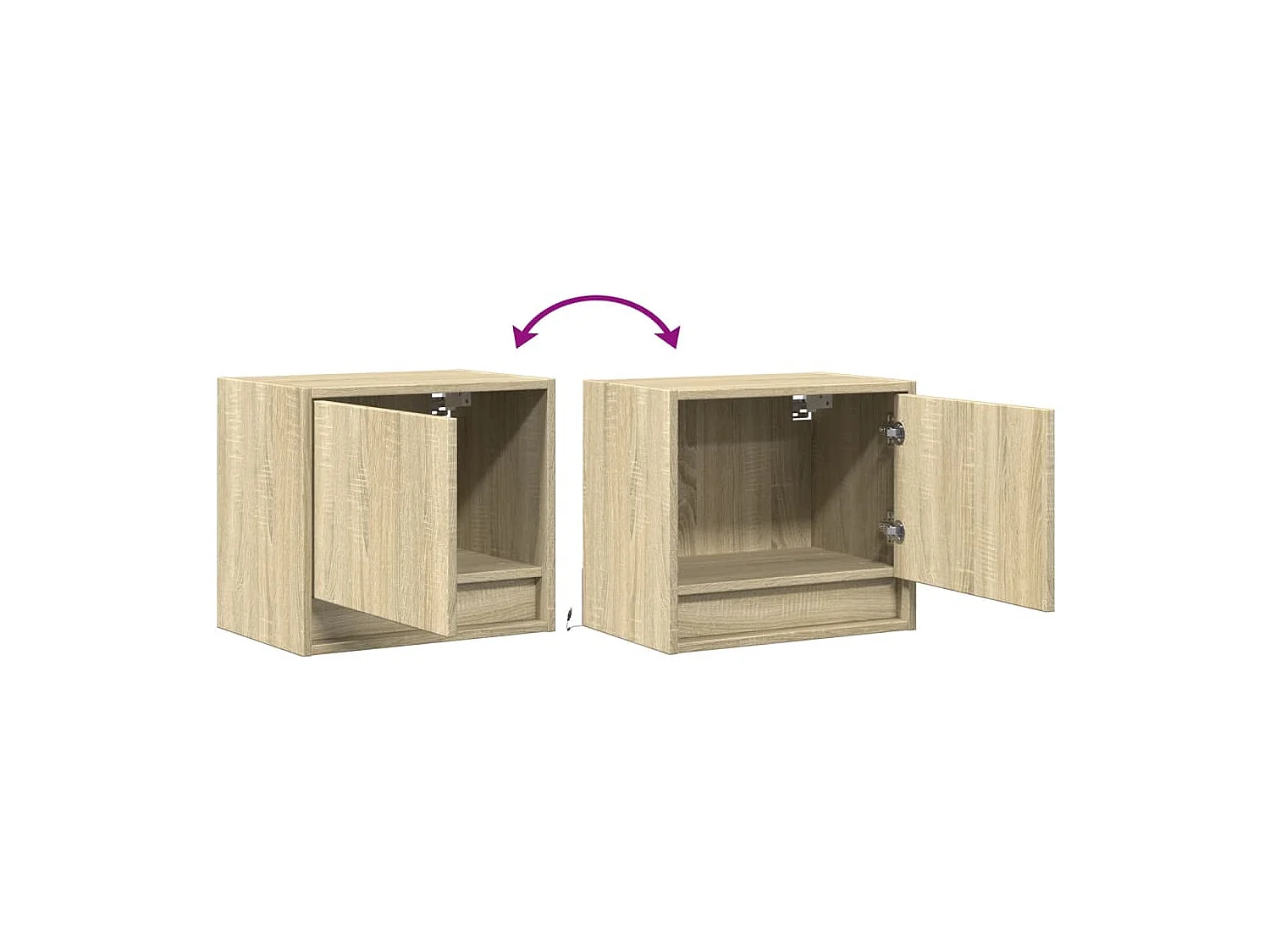 Mesa de cabeceira de parede com luzes LED carvalho sonoma