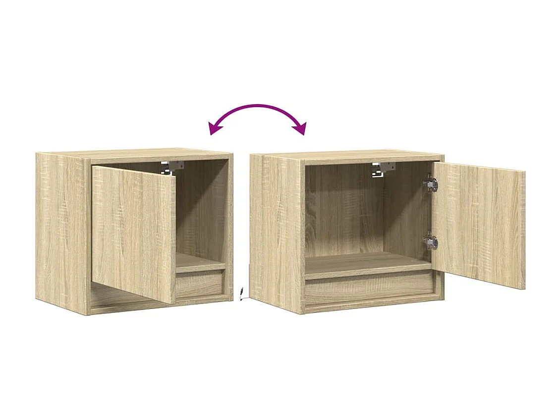 Mesa de cabeceira de parede com luzes LED carvalho sonoma