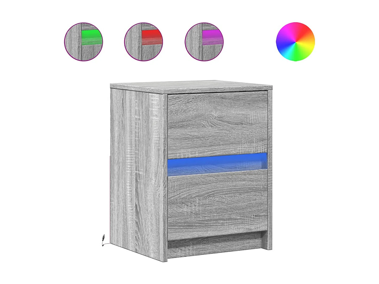 Armoires de chevet et lumières LED 2 pcs sonoma gris