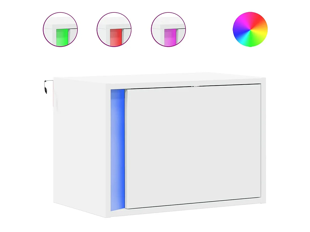 Comodini a Parete con Luci LED 2 pz Bianchi