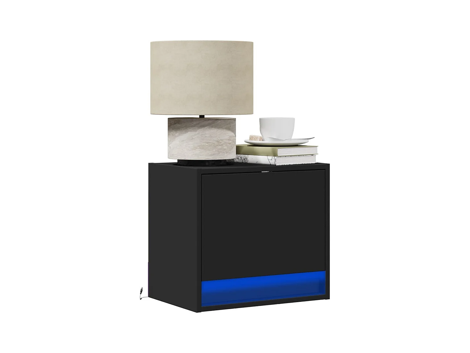 Comodino a Parete con Luci LED Nero