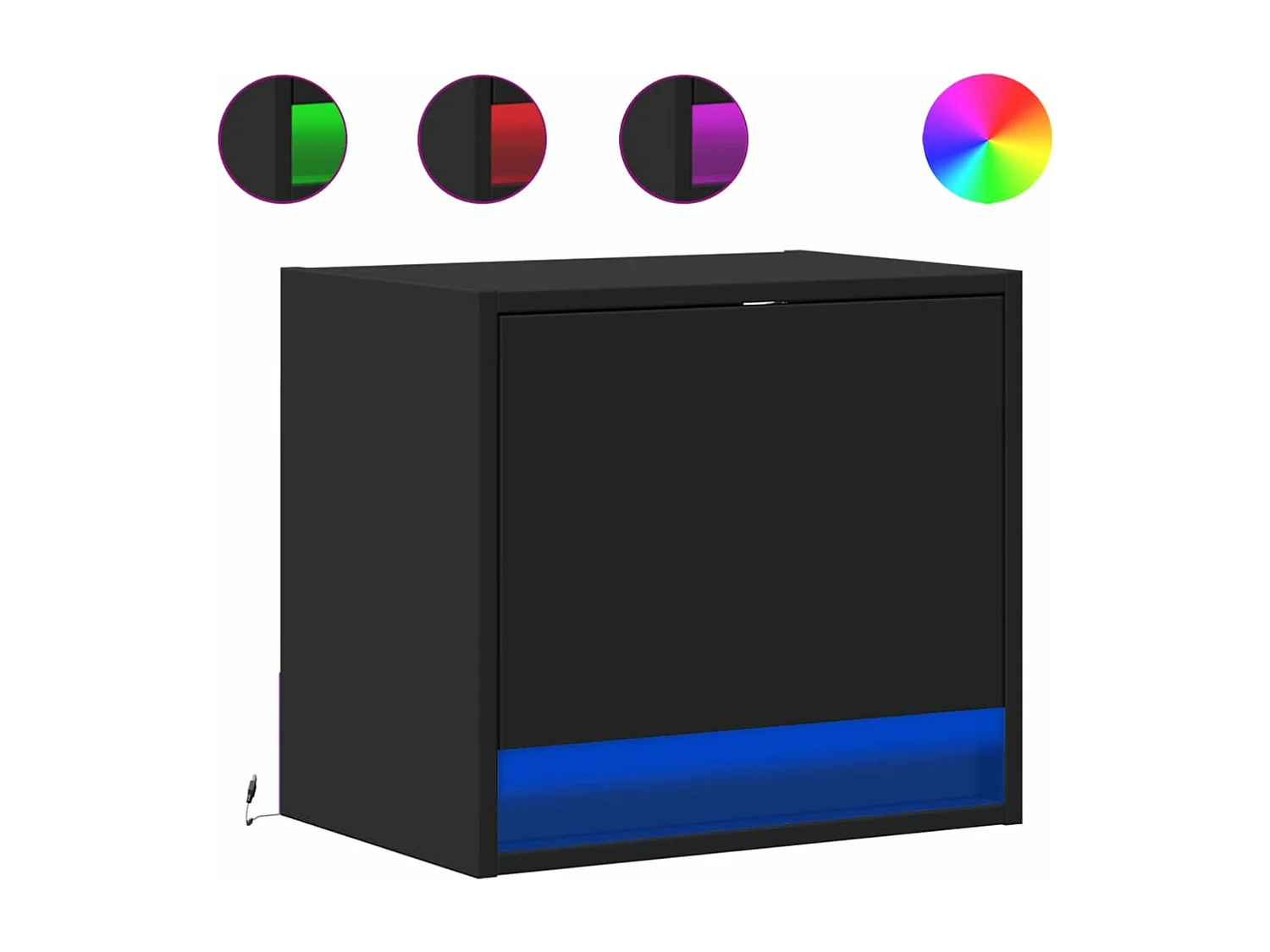 Mesa de cabeceira de parede com luzes LED preto