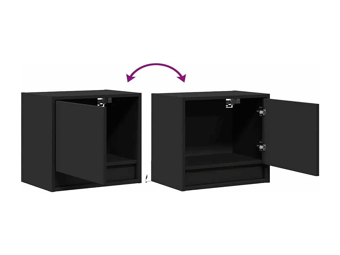 Mesa de cabeceira de parede com luzes LED preto