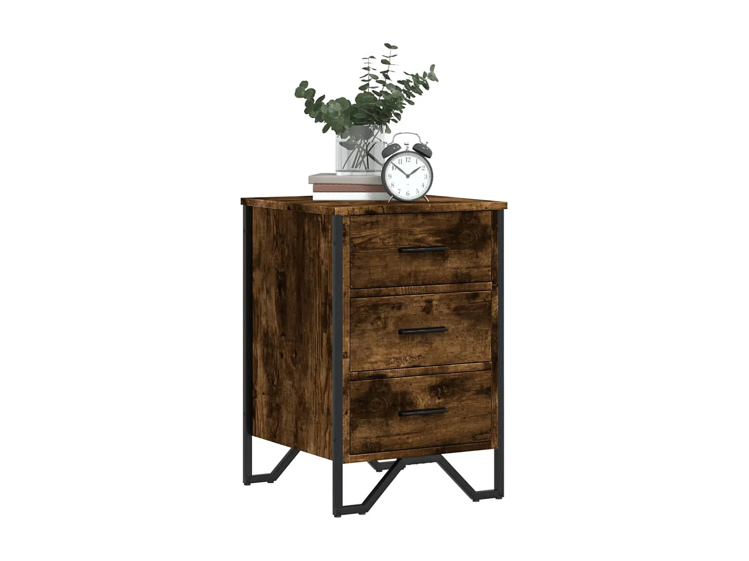 Table de chevet chêne fumé 40x41x60 cm bois d'ingénierie