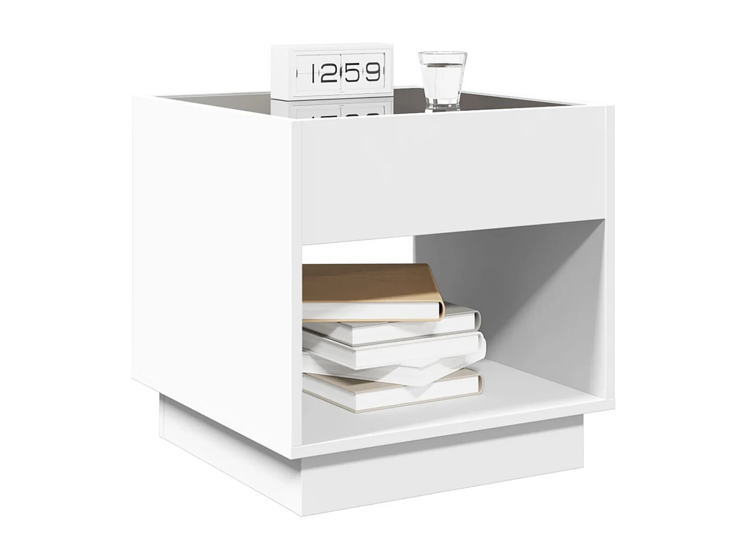 Table de chevet avec LED infini blanc 50x50x50 cm