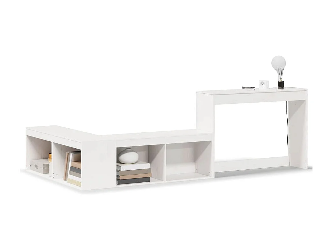 Nachtkastje met bureau 232x112x75 cm massief grenenhout wit