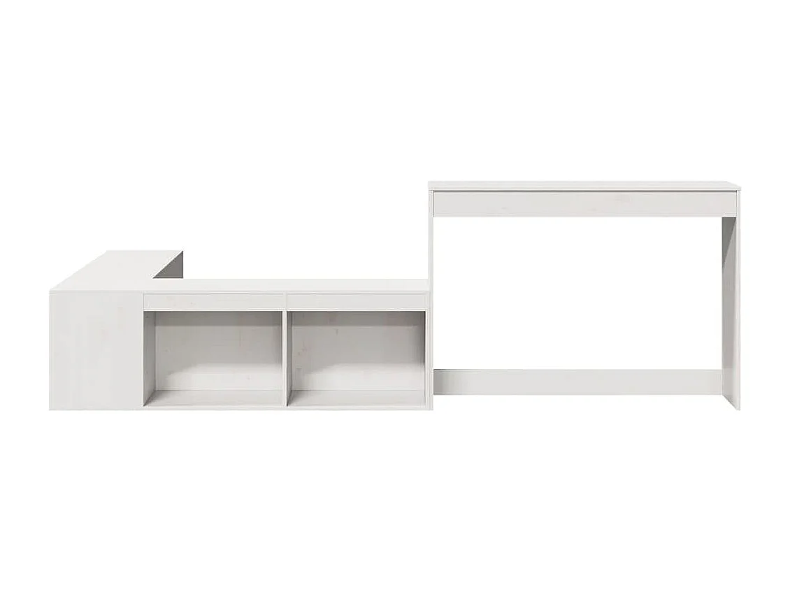 Nachtkastje met bureau 232x112x75 cm massief grenenhout wit