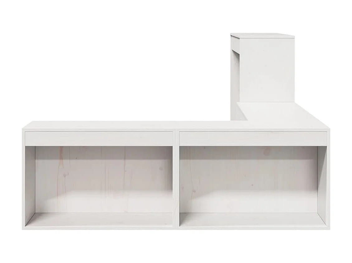 Nachtkastje met bureau 232x112x75 cm massief grenenhout wit