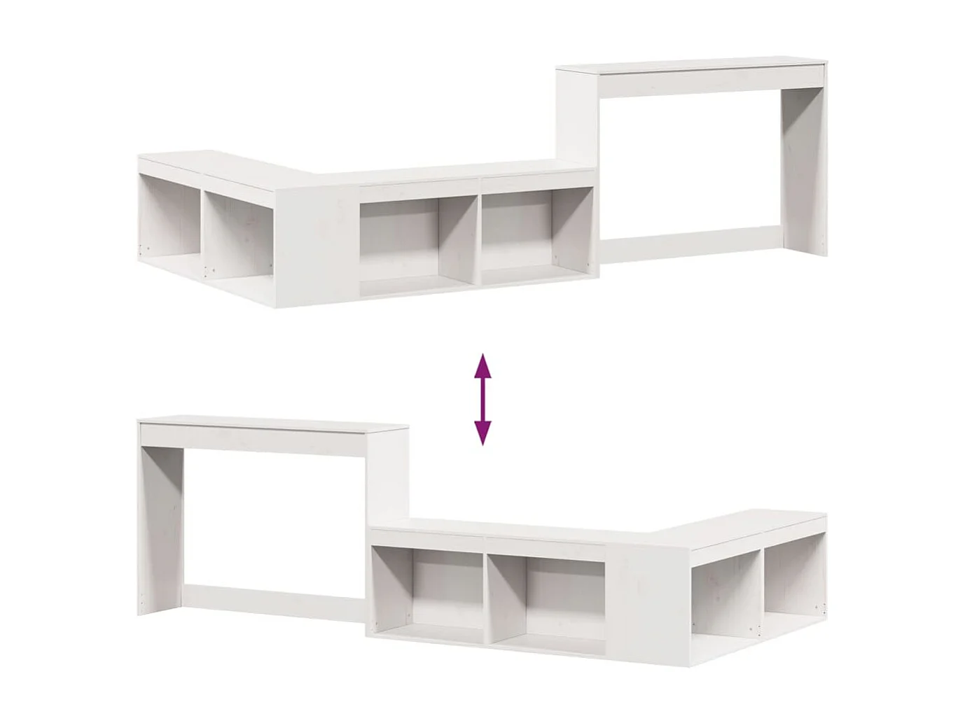 Table de chevet avec bureau blanc bois de pin massif