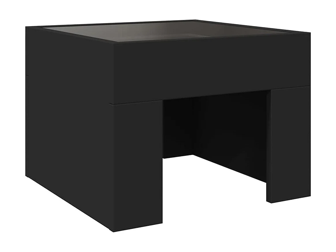 Table de chevet avec LED infini noir 40x40x30 cm