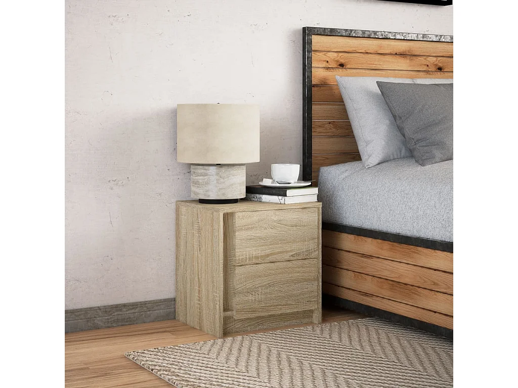 Armoire de chevet avec lumières LED chêne sonoma