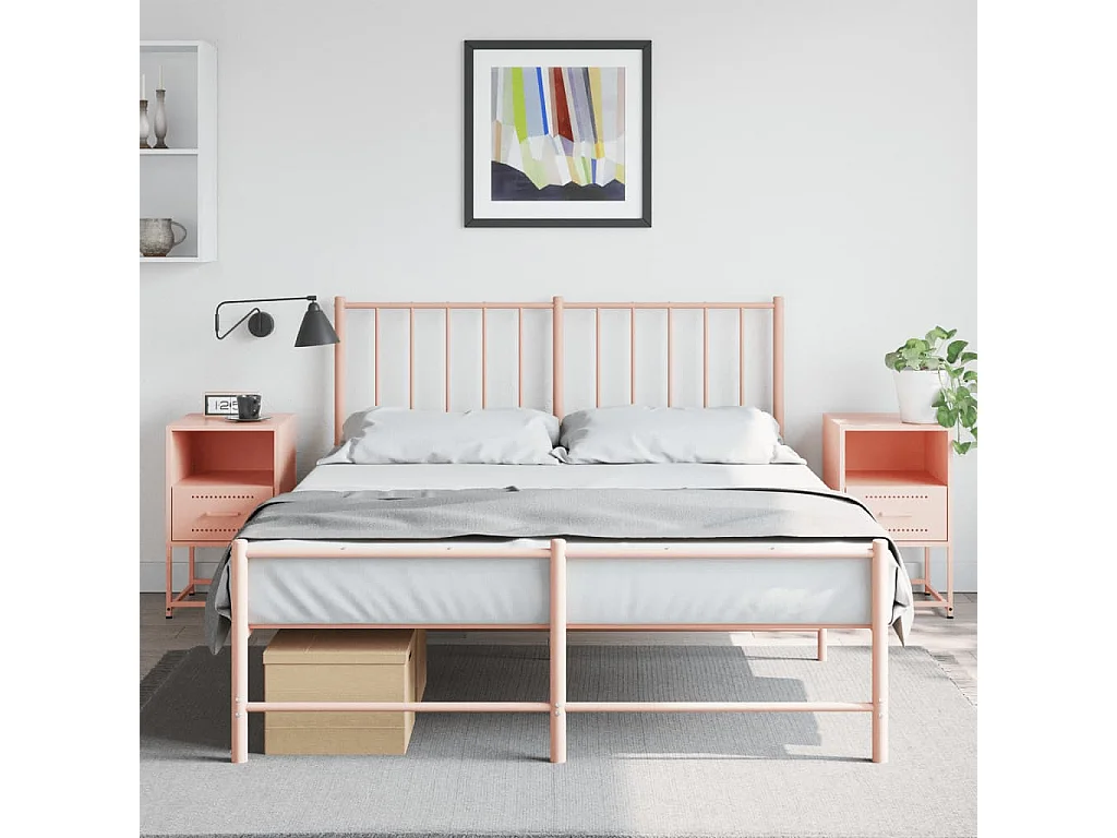 Nachttische 2 Stk. Rosa 36x39x60,5 cm Stahl