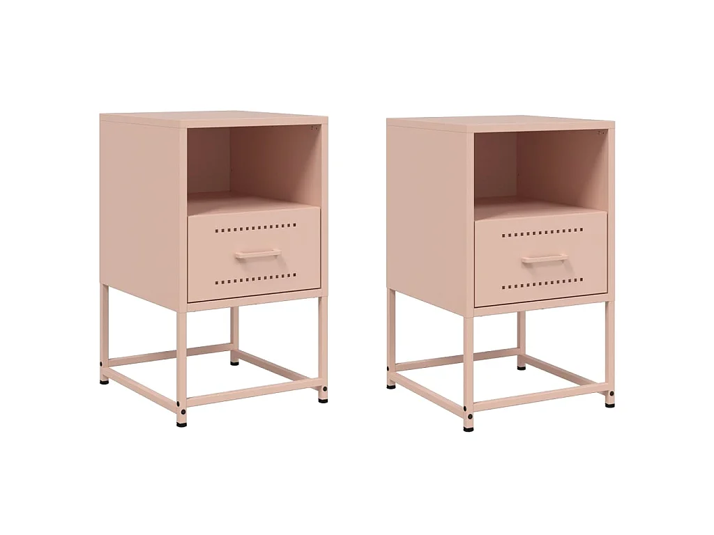 Comodini 2 pz Rosa 36x39x60,5 cm in Acciaio