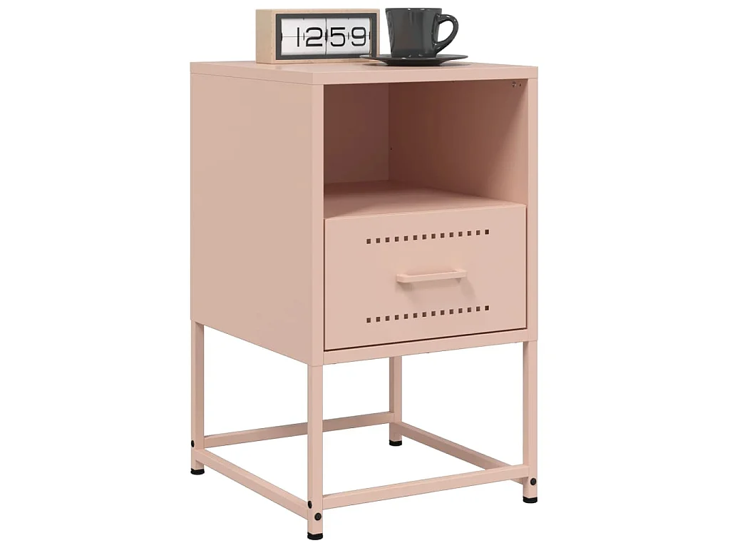 Tables de chevet 2 pcs rose 36x39x60,5 cm acier